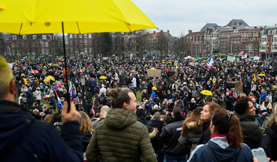 Protest against the Dutch government in Amsterdam